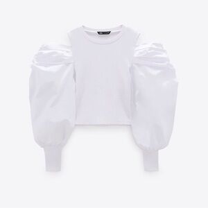 BNWOT Zara White Cold Shoulder Crop Top